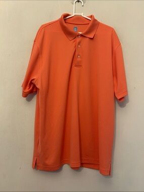 PGA Tour Orange Polo Shirt - Classic Short Sleeve Airflux Size XL EUC